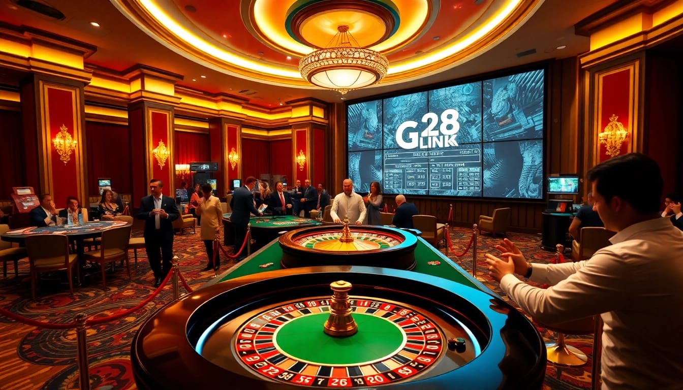 Exciting gaming action at G28 LINK casino, with roulette players enjoying a luxurious atmosphere.