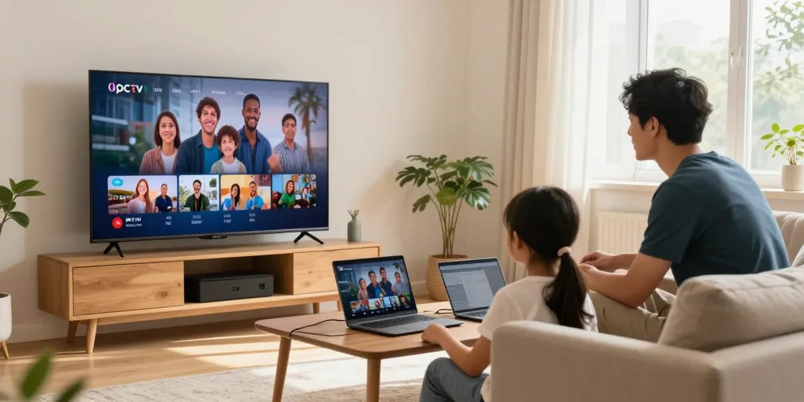 UK IPTV Panel from a trusted local provider setting up a family-friendly streaming service, showcasing a professional technician in action.