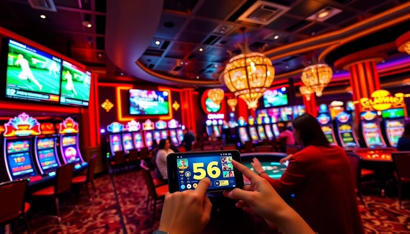 Experience the thrill of 566.com game in a vibrant casino atmosphere with live betting and slot machines.