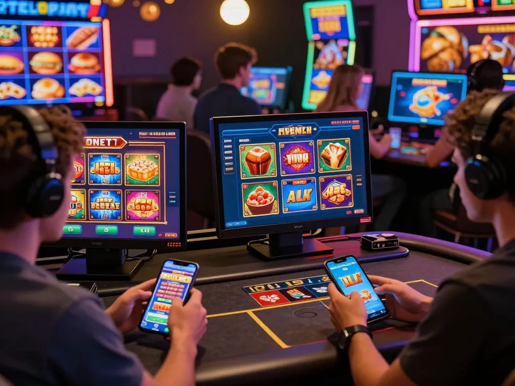 Exciting online gaming atmosphere with TK88's diverse casino games and engaged players.