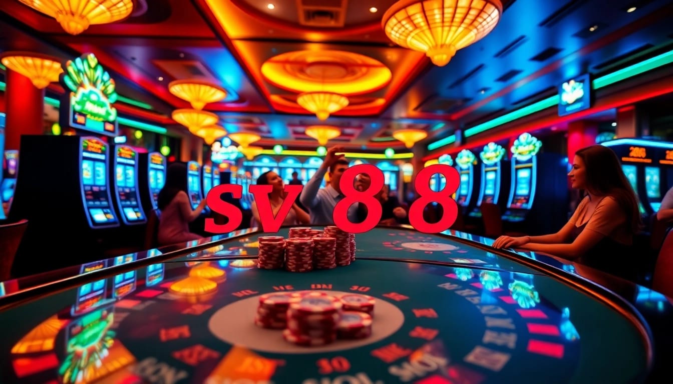 Experience the thrill of gaming at sv 88 with exciting ambiance and vibrant casino visuals.