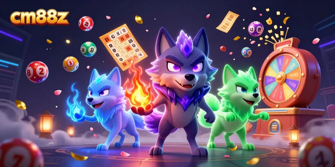 Experience thrilling gameplay at cm88z with our vibrant casino-themed illustration showcasing dynamic lottery elements!