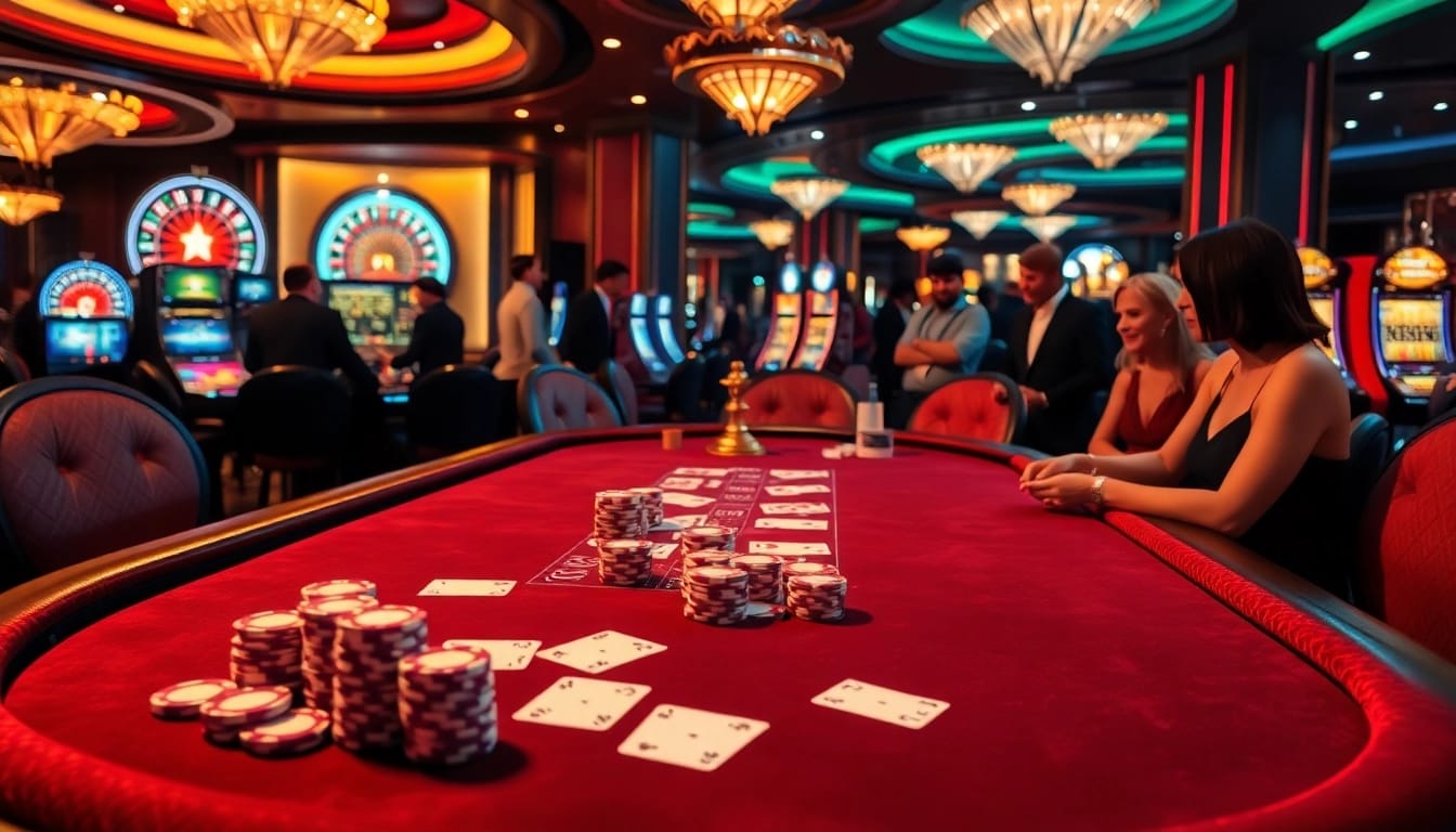 SODO casino scene featuring vibrant poker table and engaging players in a luxurious environment.