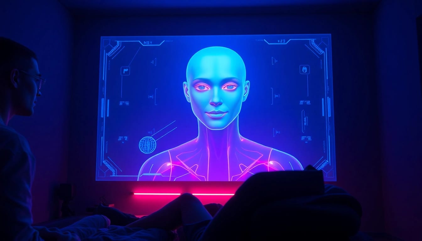 Experience interactive ai nsfw conversations with a lifelike character AI interface in a cozy setting.