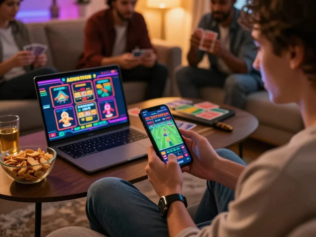 Engaging in exciting sports betting with the Link đăng ký Xo88 displayed on a mobile app, showcasing a modern home setup for online gaming.