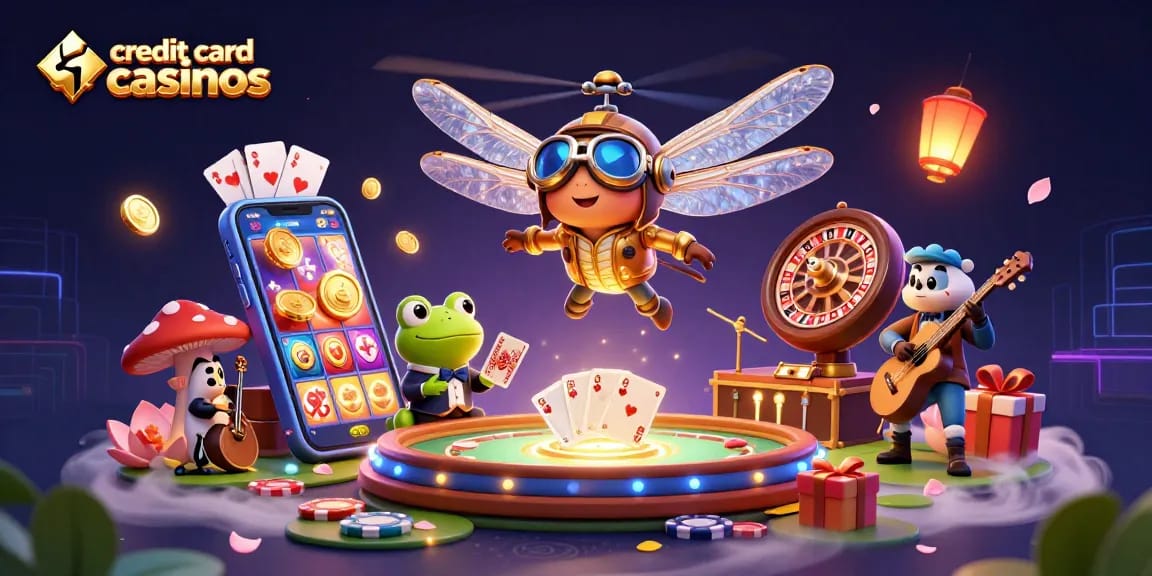 Win big with credit card casinos featuring dynamic gaming action in a vibrant casino scene