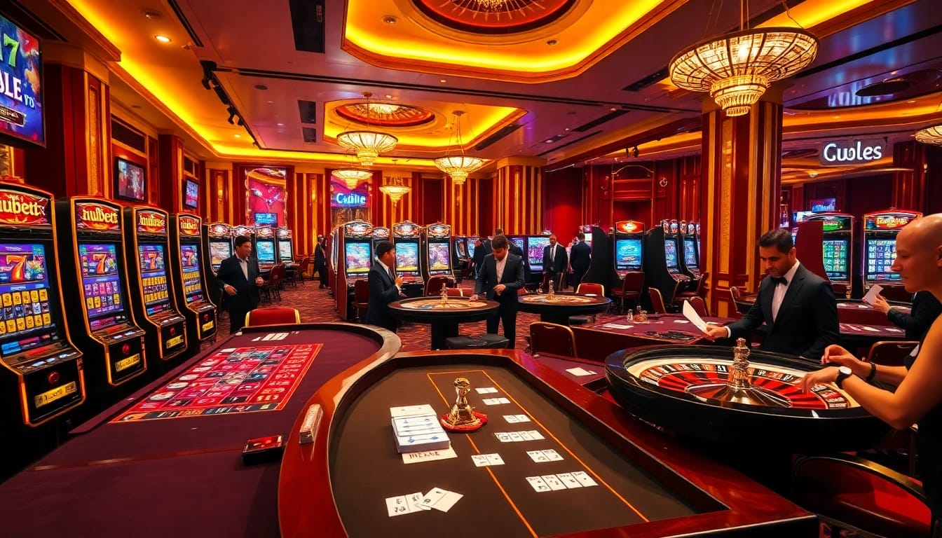 Experience thrilling games at hubet with vibrant casino tables and high-stakes dice.