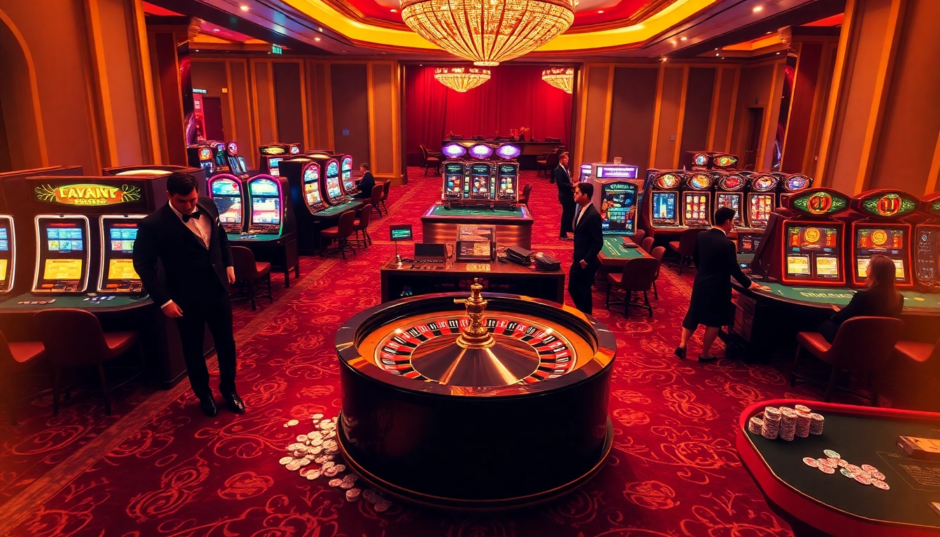 Betting excitement at the stylish casino scene from https://vb88org.com/, showcasing vibrant roulette and eager gamblers.