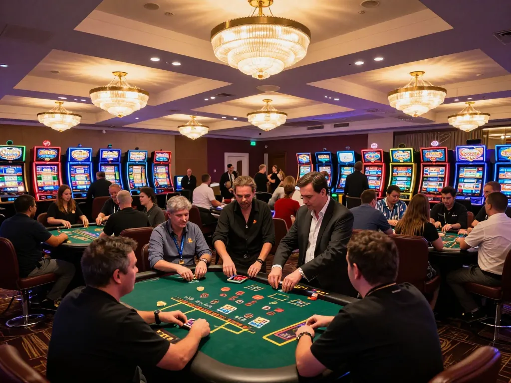Players enjoying blackjack at nhà cái luck8, showcasing a lively casino atmosphere.