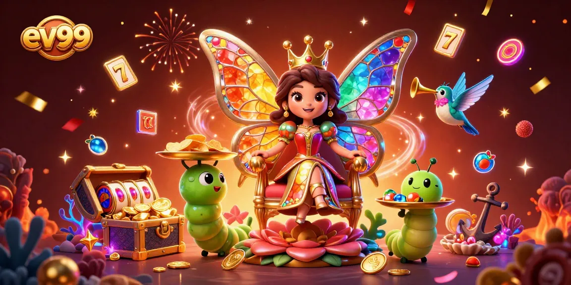 Spin the reels of ev99 as colorful gems and coins burst from an enchanted scene!
