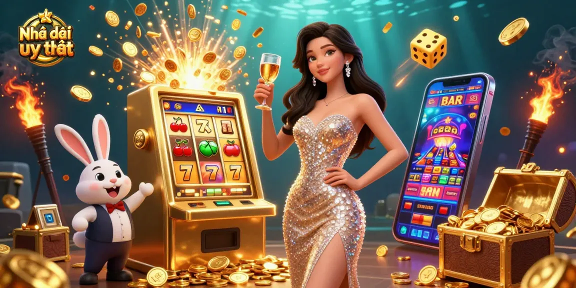 Experience the excitement of Nhà cái uy tín with a vibrant casino scene featuring a jackpot explosion and rich game elements.