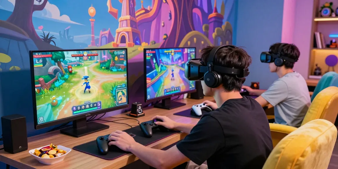 Player immersed in vibrant gaming environment customizing their avatar in porn game online.