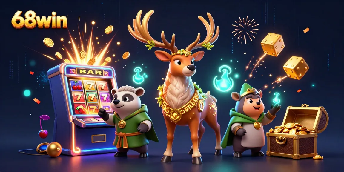 Experience the thrill of 68win casino with dynamic 3D elements, celebrating big wins!