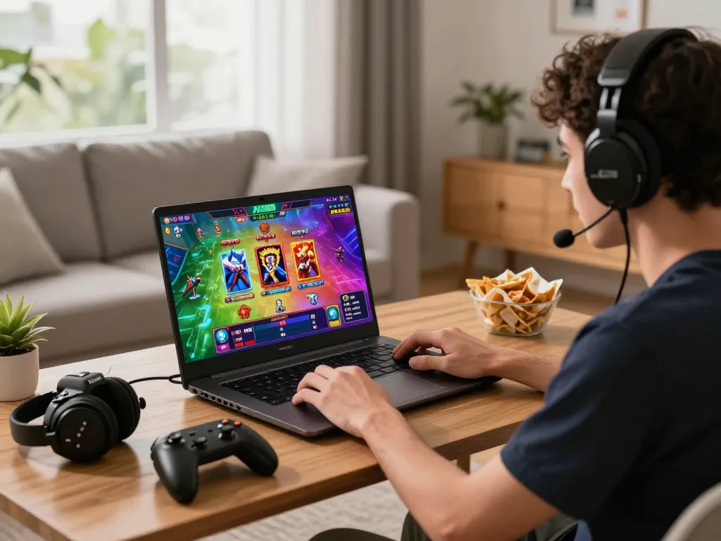 Player engaging with AZ888 com platform in a vibrant gaming scene, showcasing a modern living room atmosphere with colorful game graphics.