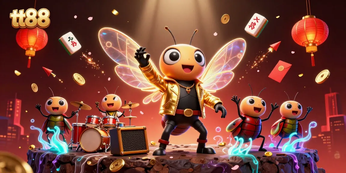 Engage with tt88's immersive casino experience featuring lively characters and vibrant game symbols.