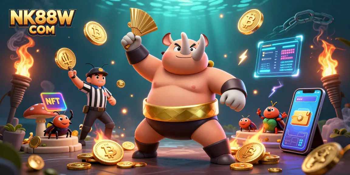 Experience thrilling gaming moments at NK88W COM with vibrant casinos featuring flying coins and cheerful spectators.