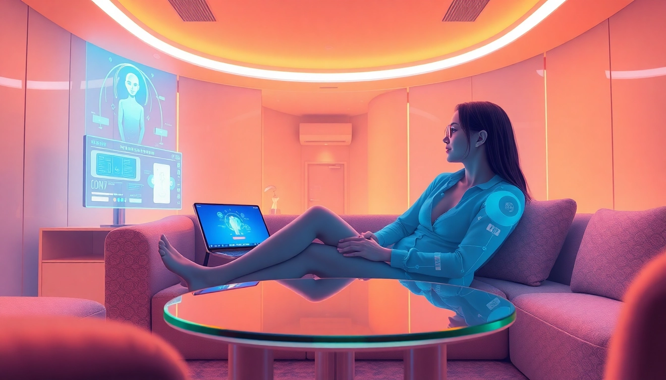 Experience the future of sex AI with an immersive virtual interaction in a modern environment.