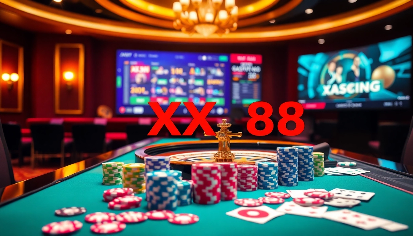 Experience thrilling gaming at XX88 with vibrant casino tables and enticing slots.