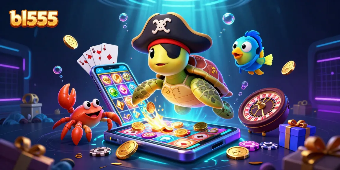 Experience the ultimate thrill of bl555 with vibrant 3D casino action featuring a pirate turtle!