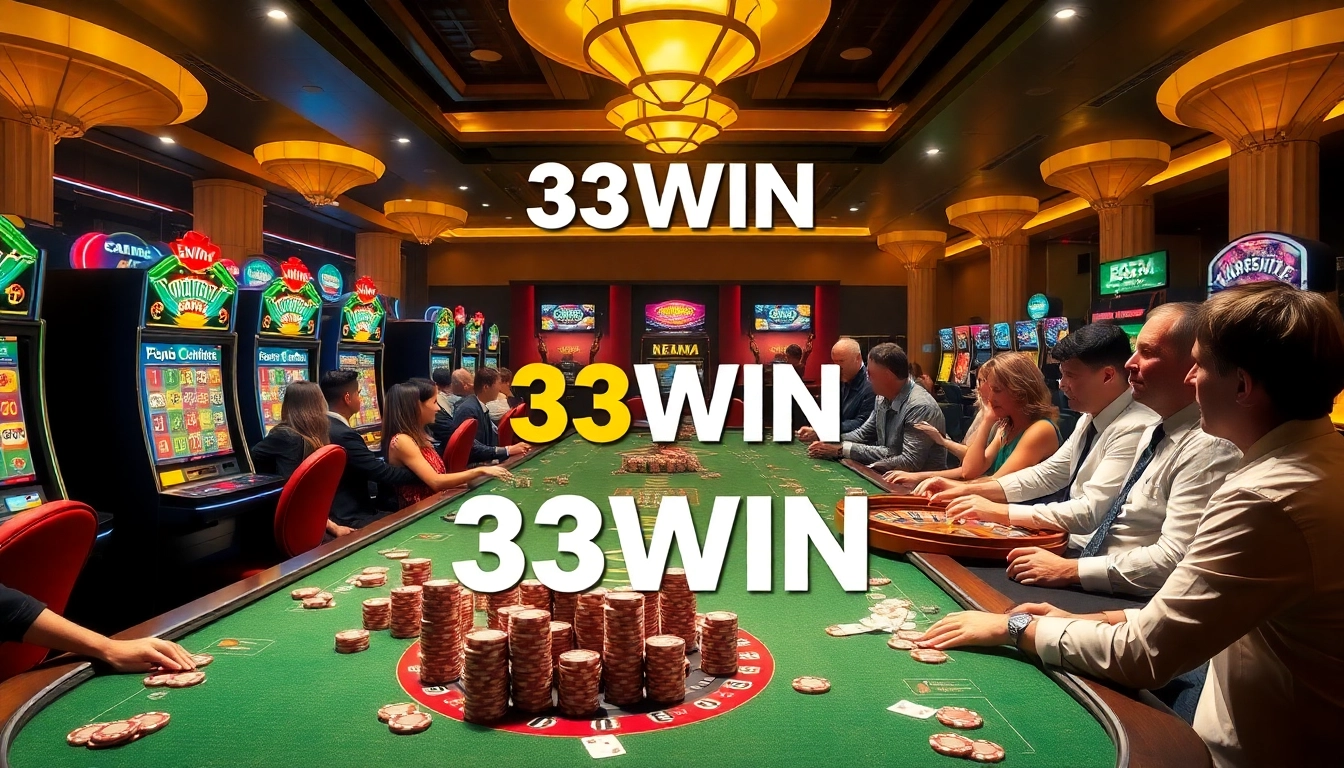 Players enjoying casino games and betting on 33WIN at a lively online gambling interface.