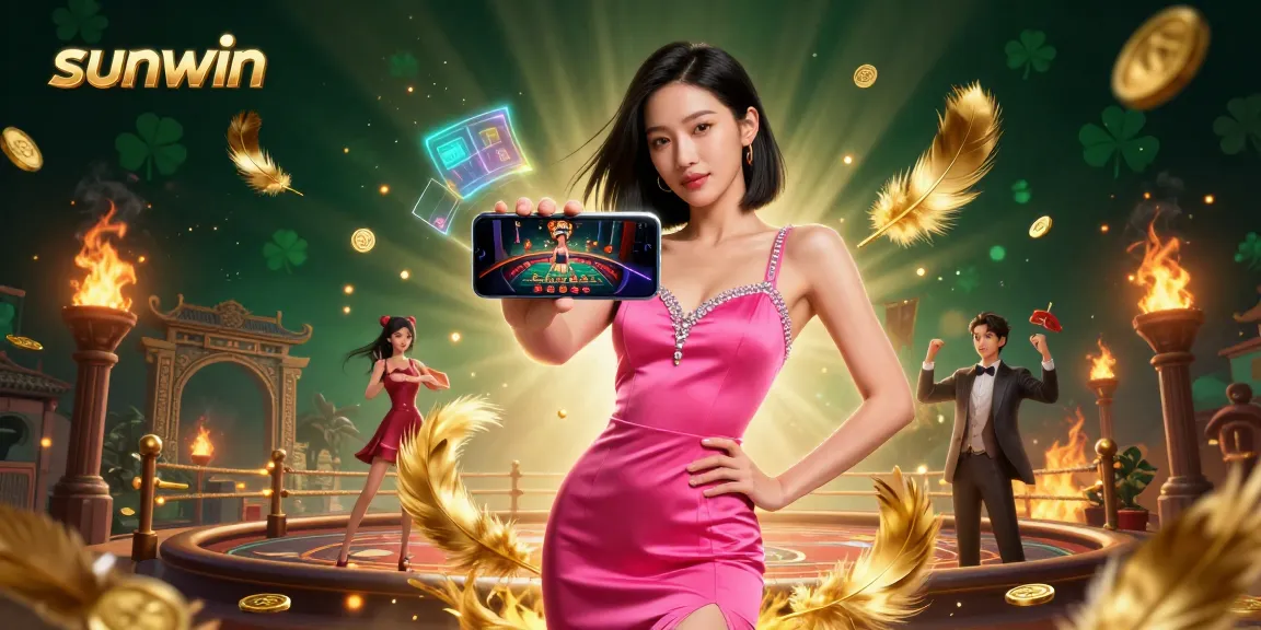Engage with the vibrant world of sunwin online gaming featuring a confident woman and casino action.