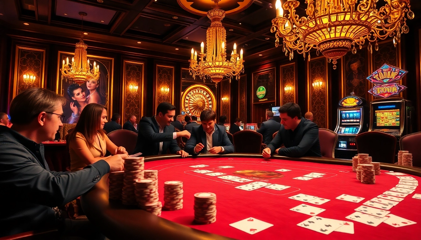 High-stakes poker table scene with 7m excitement, highlighted by poker chips and roulette.