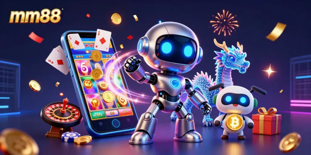 Engage in exhilarating casino action with mm88 showcasing vibrant slot games and lively gaming elements.