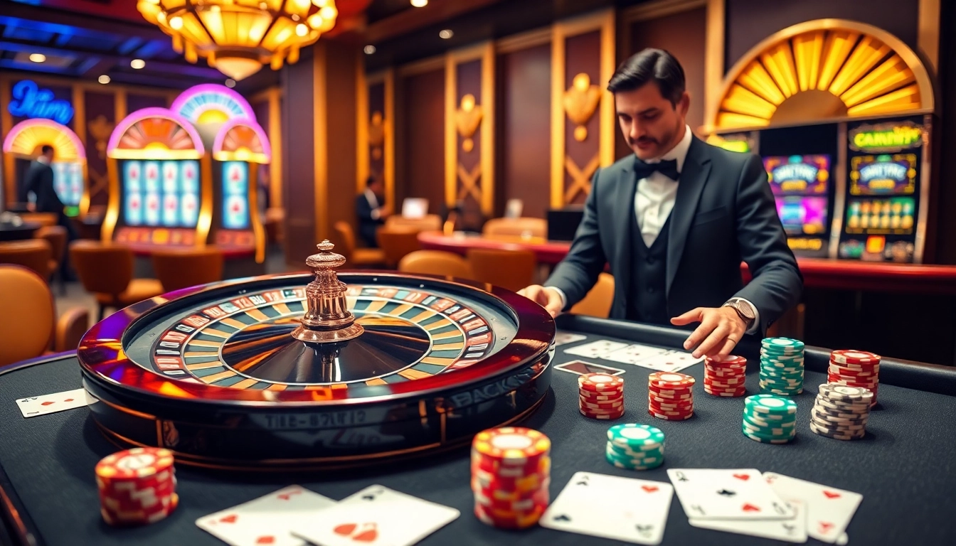 Experience the excitement at Lucky88 chính thức with vibrant casino visuals featuring roulette and poker action.