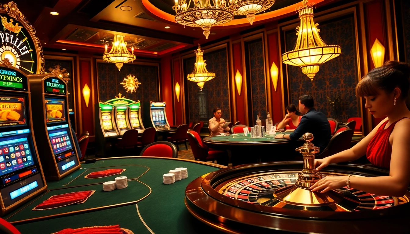 Experience the thrill of a trang cá cược uy tín with vibrant casino tables, poker players, and dazzling slot machines.