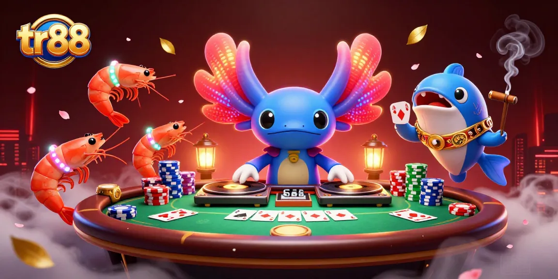 Experience thrilling gaming with TR88, featuring vibrant casino elements and lively underwater characters.