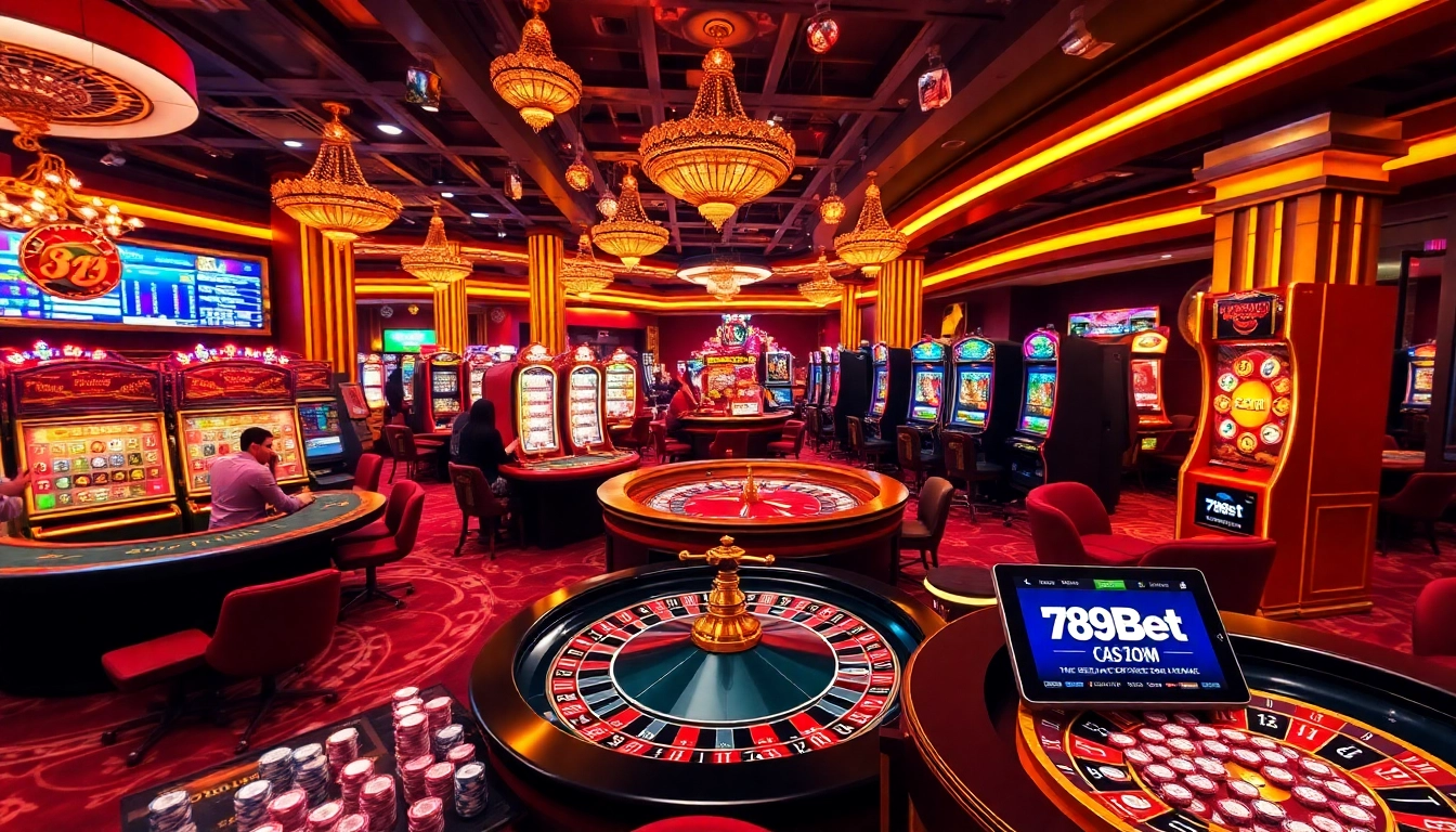 Experience thrilling gambling action at 789bet com with vibrant casino visuals showcasing poker, slots, and roulette.