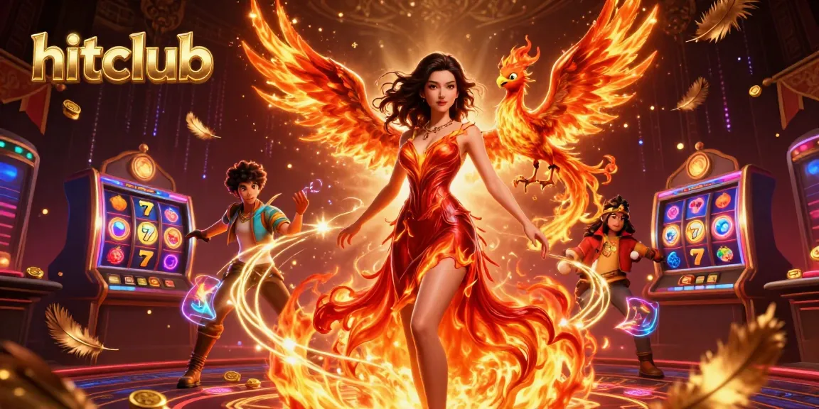 Engage with the thrilling energy of hitclub as a fiery character symbolizes the excitement of casino gaming.