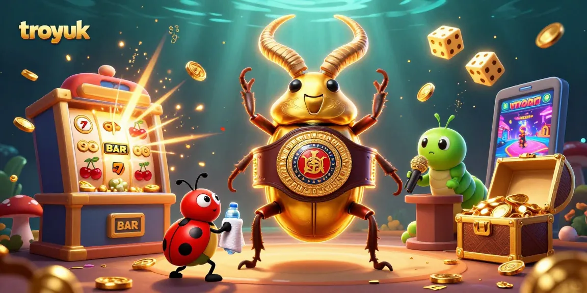 Watch the troyuk giants clash in a thrilling casino-themed showdown, amidst vibrant slot machine action.
