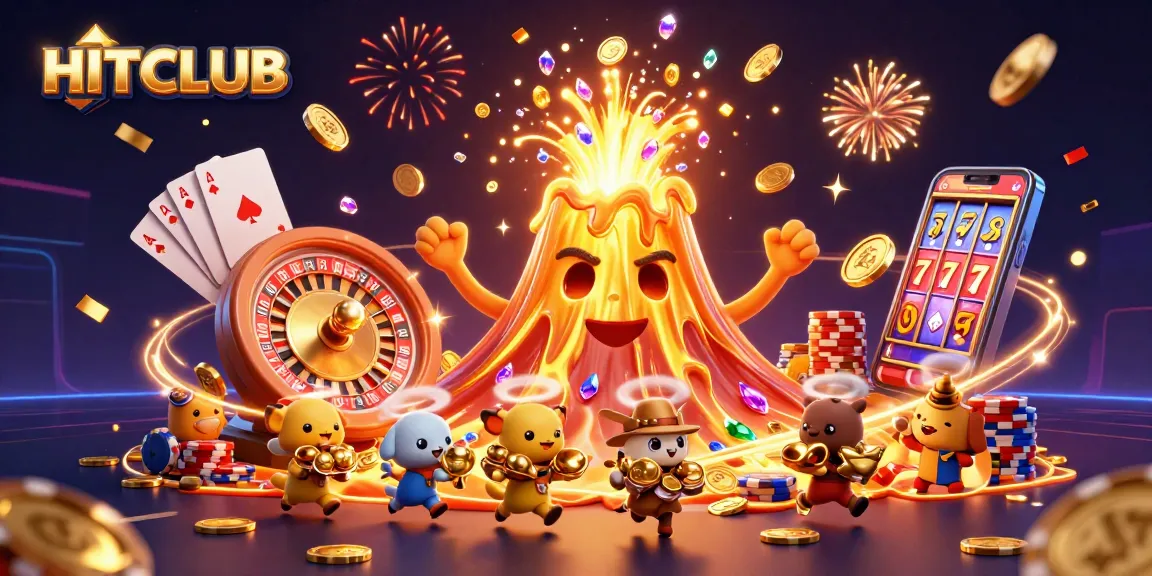 Engage in the excitement of HITCLUB casino with triumphant creatures escaping the erupting golden volcano treasure.