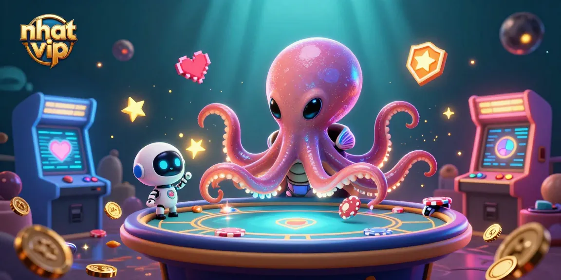 Experience thrilling poker action at nhat vip with an octopus dealer and vibrant casino elements.