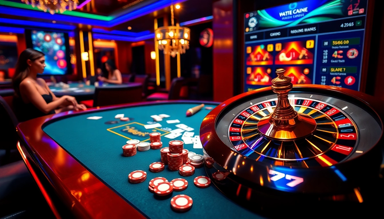 Engage with the thrilling 77ball game at a luxurious casino table, surrounded by chips and excitement.