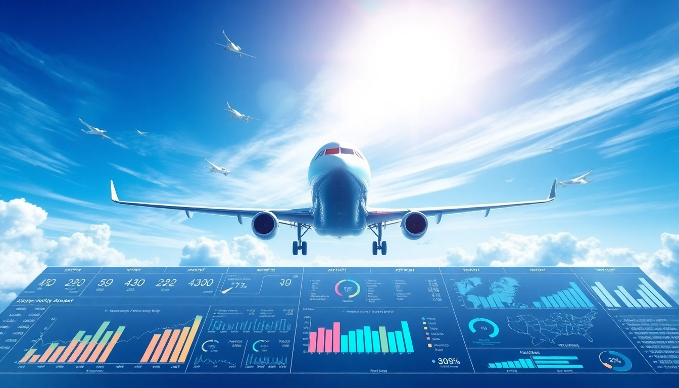 Futuristic aviation landscape featuring modern aircraft and digital dashboards on https://rr9935.com/