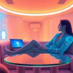 Experience the future of sex AI with an immersive virtual interaction in a modern environment.