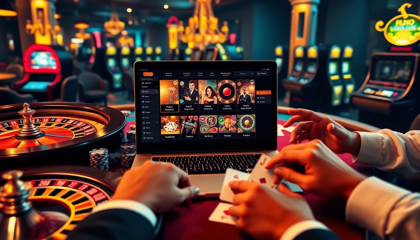 Exciting gambling scene at rikvip.gb.net with poker chips, a roulette wheel, and an online gaming interface.