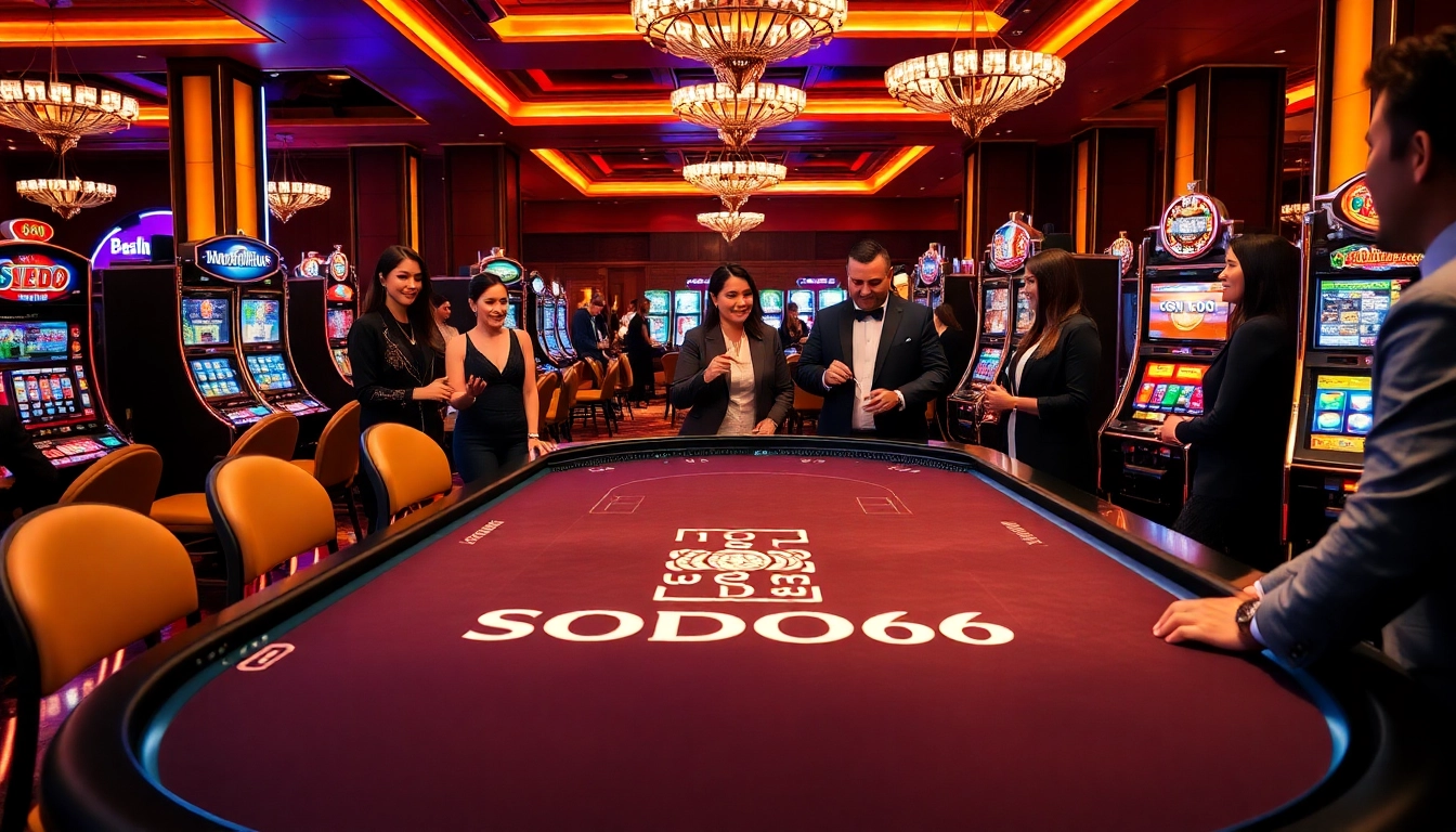 SODO66 gaming table with poker chips and elegant casino ambiance.
