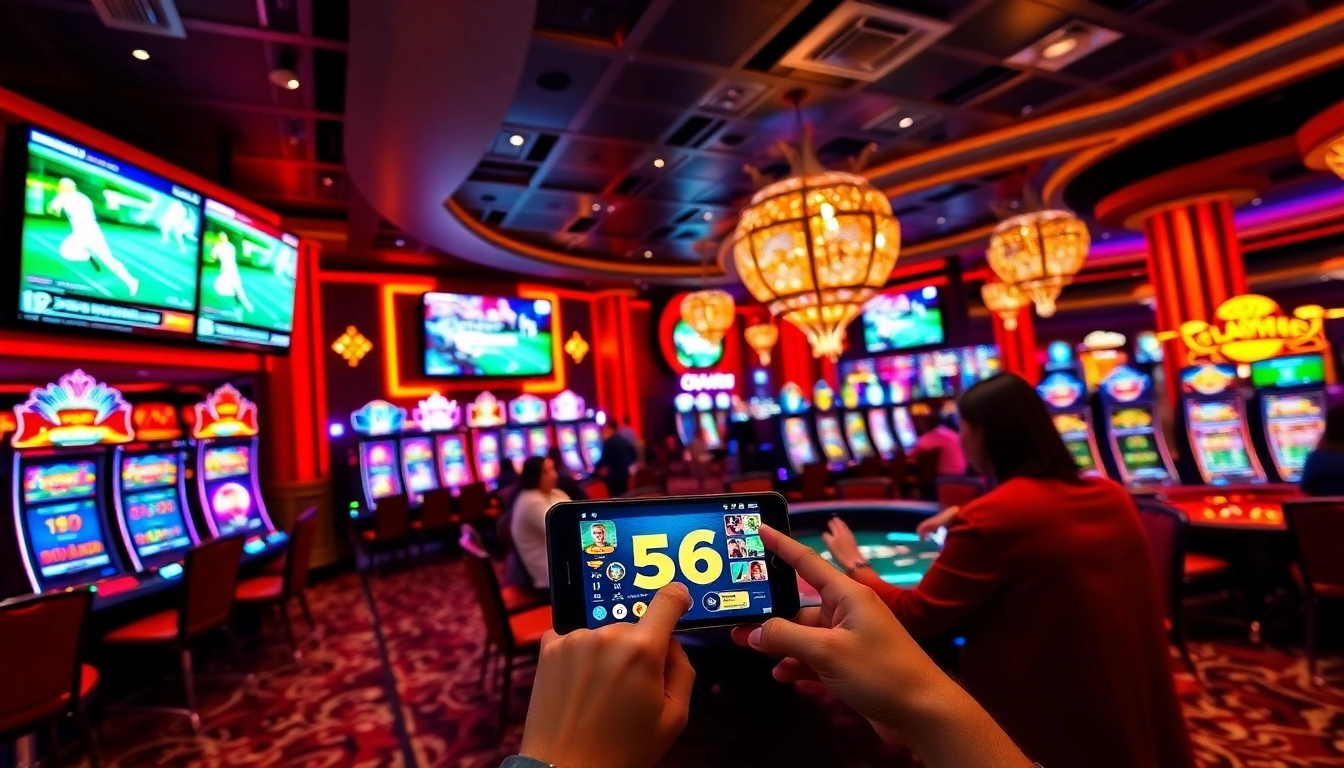 Experience the thrill of 566.com game in a vibrant casino atmosphere with live betting and slot machines.
