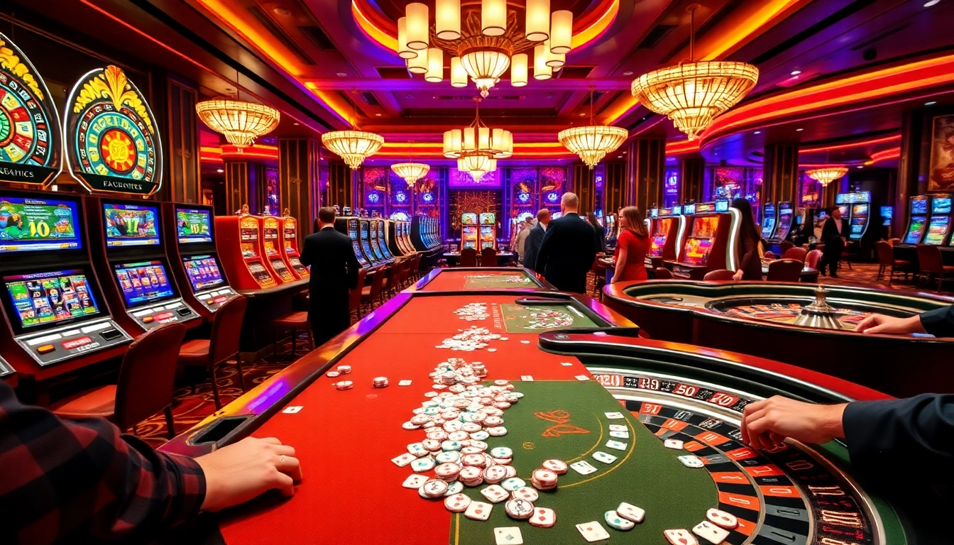 Exciting gameplay at SODO CASINO with vibrant slot machines and roulette tables.