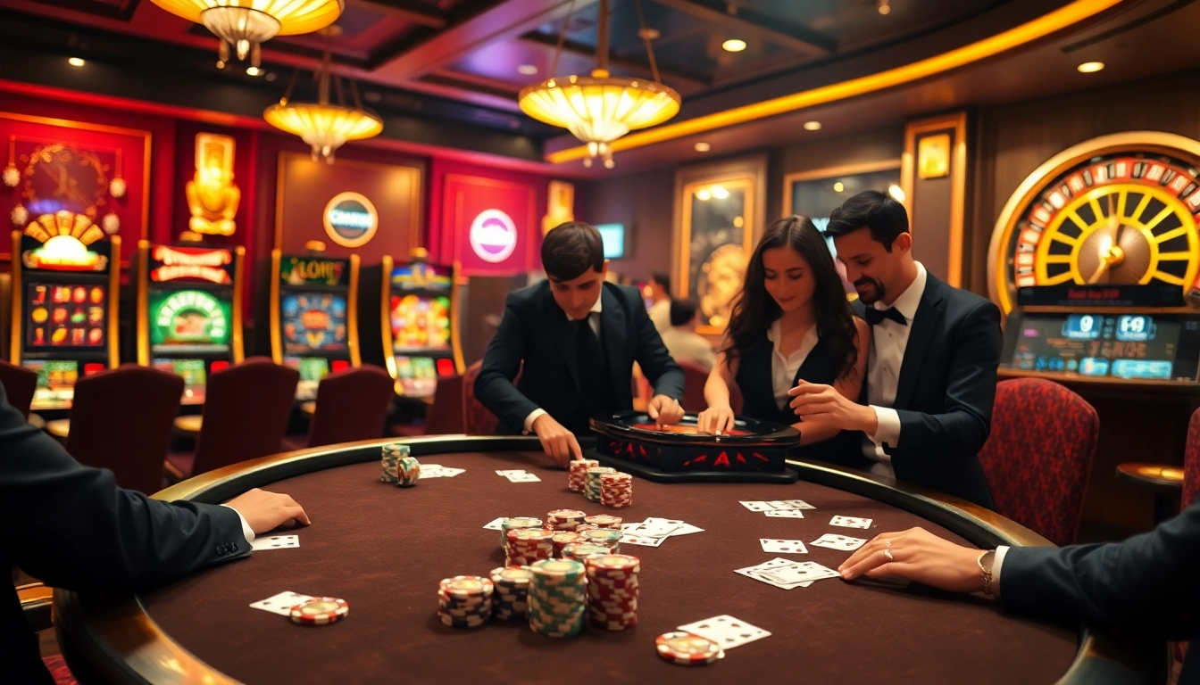 Players enjoying a vibrant casino scene featuring exciting gameplay at bangsawan88.