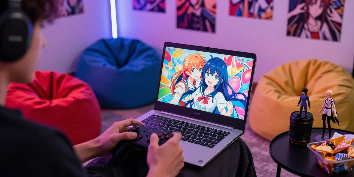 Enjoy vibrant gameplay of hentai games online in a cozy gaming nook.