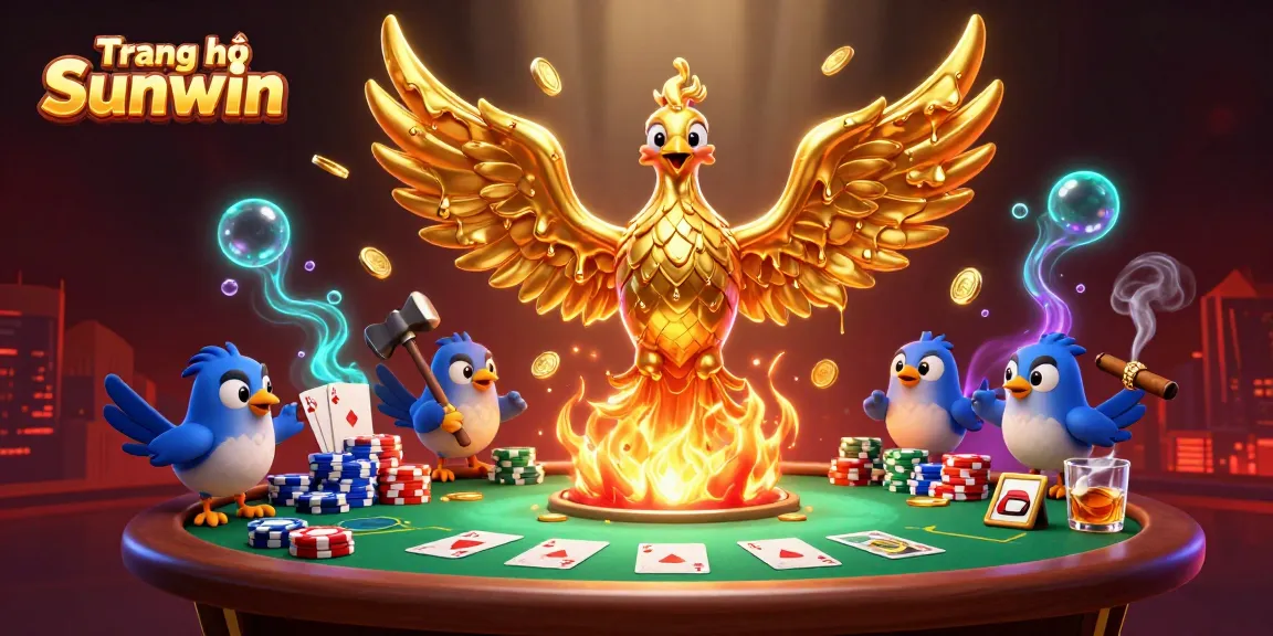 Engage in exciting gameplay at Trang chủ Sunwin featuring a golden phoenix amidst a rich casino environment.