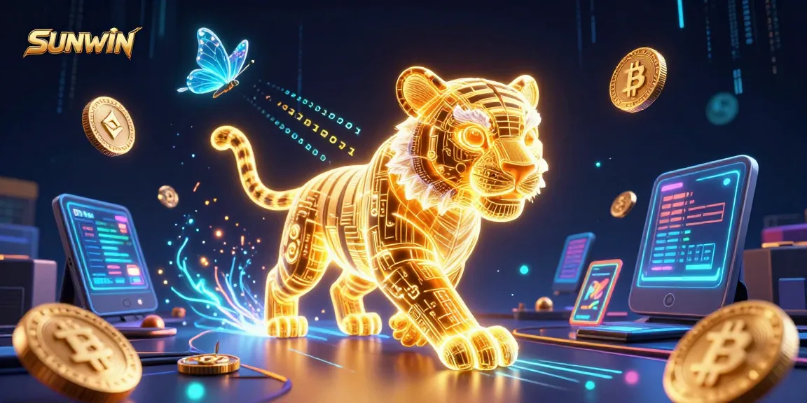 SUNWIN offers thrilling gaming experiences with a neon tiger in a vibrant digital casino.